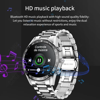 LIGE Bluetooth Вызов Смарт-Часы Для Мужчин, Будильник для измерения артериального Давления, Спортивные, Фитнес-Водонепроницаемые Музыкальные Мужские Смарт-Часы Для Android IOS 4