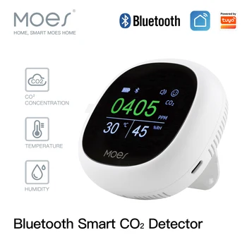 MOES Bluetooth Tuya Smart 3 в 1 Измеритель CO2, цифровой датчик температуры и влажности, монитор качества воздуха, детектор с будильником