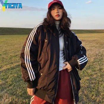 YICIYA/ куртка-бомбер, женские университетские куртки 2023, модная новая верхняя одежда унисекс, американская y2k, гоночная бейсбольная куртка, пальто, винтаж