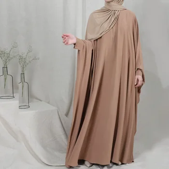 Абайя Молитвенное платье Нида Скромное платье Мода Мусульманский Ид Исламская одежда Женщины Плюс Размер Рамадан Халат С длинным рукавом 