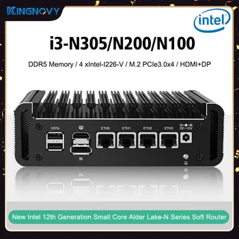 брандмауэр 12-го поколения Мини-ПК Alder Lake Intel i3 N305 N200 N100 DDR5 4800 МГц 4xi226 2,5G Безвентиляторный Мягкий Маршрутизатор Proxmox pfSense Host