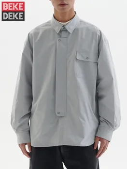 Винтажная мужская весенняя рабочая рубашка Свободного кроя в стиле Харадзюку, деловые Повседневные Высококачественные Удобные рубашки, Мужской топ