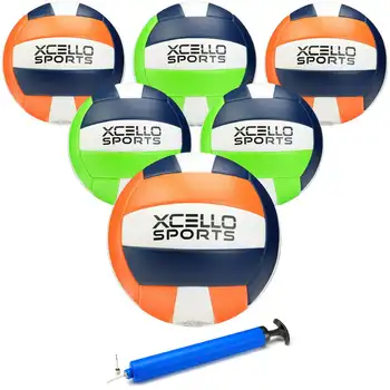 Высококачественные волейбольные мячи разных цветов с помпой (6 штук в упаковке), идеально подходящие для любого вида спорта.