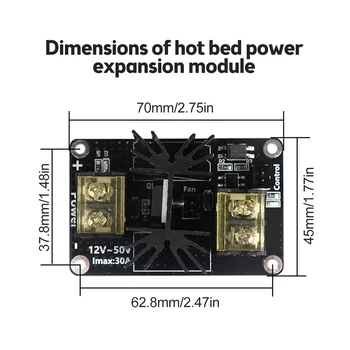 Детали для 3D-принтера Общая надстройка Модуль расширения мощности кровати с подогревом MOS Плата расширения модуля высокой мощности с кабелем DC12-50V 2