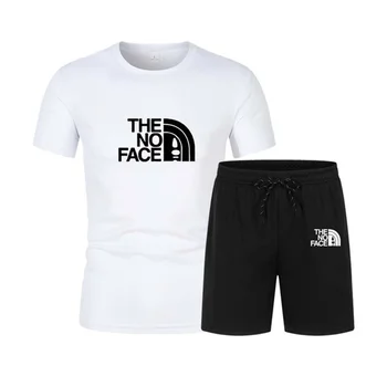 Дышащая спортивная одежда для бега, мужская летняя одежда из двух предметов, повседневный брендовый комплект для фитнеса, одежда для бега, повседневная футболка, Комплект шорт