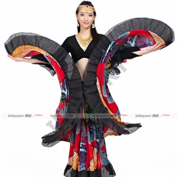 Женская юбка для испанского фламенко, Длинные танцевальные практики, Градиентные цвета, Цыганская юбка, Женский топ на животе, платье-юбка