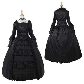 Женское черное платье в стиле рококо 1700-х годов, Королевский двор, Красавица Мария-Антуанетта, Элегантное черное платье, Костюм Лолиты на заказ, большие размеры