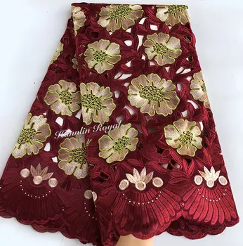 Кружевная африканская вуаль ручной работы, кружевная ткань с большим количеством камней, 5 ярдов, высокое качество