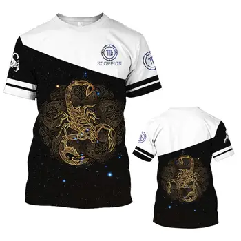 Летняя Мужская футболка 2023 с круглым вырезом и 3D принтом животного Скорпиона Очень большого размера в стиле Харадзюку
