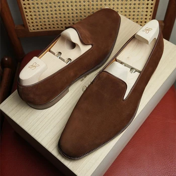 Лоферы, мужская обувь с красной подошвой, вечерние слипоны, дышащая коричневая Черная обувь для мужчин с бесплатной доставкой, Размер 38-48, модельные туфли