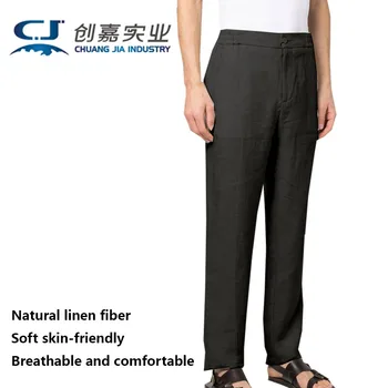 Льняные весенне-осенние мужские брюки среднего и пожилого возраста, повседневные брюки, удобная дышащая, впитывающая пот мужская одежда