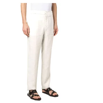 Льняные весенне-осенние мужские брюки среднего и пожилого возраста, повседневные брюки, удобная дышащая, впитывающая пот мужская одежда 3