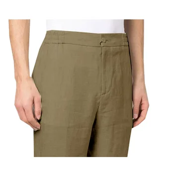 Льняные весенне-осенние мужские брюки среднего и пожилого возраста, повседневные брюки, удобная дышащая, впитывающая пот мужская одежда 4