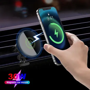 Магнитное крепление для автомобильного зарядного устройства 30 Вт, быстрое зарядное устройство, вентиляционное отверстие, магнитный держатель для телефона, подставка для iPhone 14 13 12 Pro Max Mini Safe 0