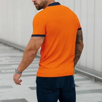 Мужская рубашка на пуговицах с коротким рукавом, подходящая по цвету, Приталенная деловая рубашка с V-образным вырезом, Повседневная Удобная футболка, Блузка, Женские футболки  3