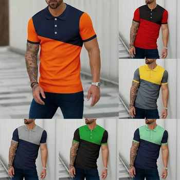 Мужская рубашка на пуговицах с коротким рукавом, подходящая по цвету, Приталенная деловая рубашка с V-образным вырезом, Повседневная Удобная футболка, Блузка, Женские футболки  5