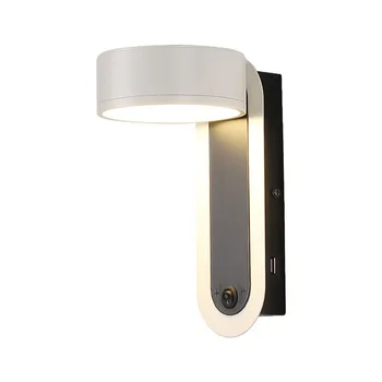 Настенный светильник для чтения Nordic USB 6W LED, Регулируемая прикроватная лампа для чтения с выключателем и зарядным портом для изголовья кровати в гостиной