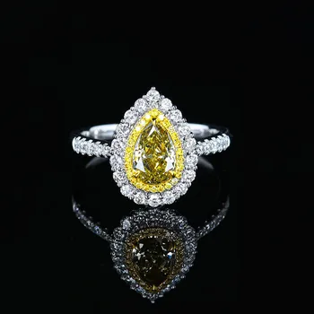 Новая мода, восемь сердец и восемь стрел, серебро 925 пробы, высококачественное кольцо с желтым бриллиантом в форме капли, женские элегантные украшения