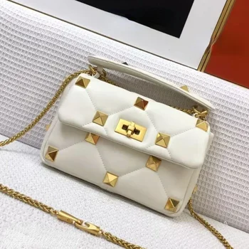 Новая Роскошная Дизайнерская сумка с Решетчатым Ромбом, золотая цепочка, сумка с заклепками, Модная банкетная сумка через плечо, женская сумка высшего качества