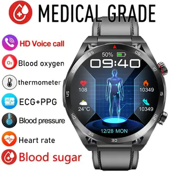 Новые неинвазивные Смарт-часы для измерения уровня глюкозы в крови, Мужские ЭКГ + PPG, Мониторинг здоровья, Голосовой Вызов, Умные Часы, Измеритель уровня глюкозы в крови Для HUAWEI