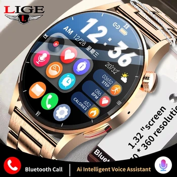 Новые смарт-часы LIGE для вызова Bluetooth, Женские Часы для физического здоровья, Мужские Инфракрасные часы для измерения температуры тела, кислорода в крови, Умные часы