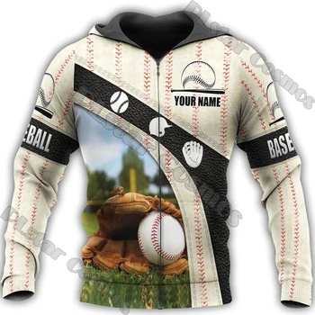Персонализированное имя Бейсболиста, мужская толстовка на молнии с 3D принтом, осенняя куртка Унисекс на молнии для любителей бейсбола в подарок DK564