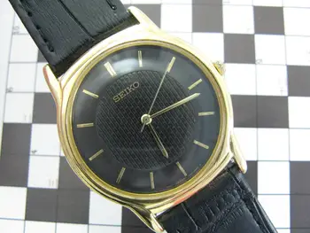 Подержанные ультратонкие кварцевые японские мужские часы с черным циферблатом 0