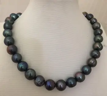 потрясающее 10-11 мм черно-зеленое жемчужное ожерелье в стиле таитянского барокко 18 