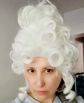 Принцесса Мария-Антуанетта среднего размера, кудрявые термостойкие волосы, костюм для косплея, парик + дорожка + шапочка для парика