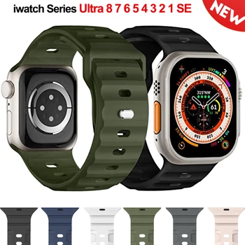 Силиконовый ремешок для Apple Watch Band 49 мм 45 мм 41 мм 44 мм 40 мм 42 мм 38 мм Спортивные браслеты для iWatch серии Ultra 8 7 6 5 4 321 SE