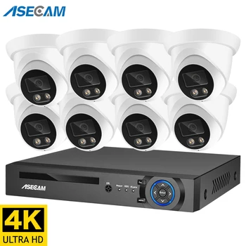 Система камер Безопасности 8MP 4K POE NVR Kit CCTV Аудиозапись Наружного Искусственного Интеллекта Цветного Ночного Видения Комплект IP-камер Видеонаблюдения