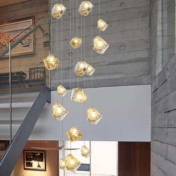 Скандинавская мансардная люстра минималистичный современный лофт гостевая вилла креативный гостиничный холл гостиная вращающаяся лестница длинная люстра