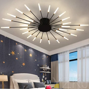Современный потолочный светильник для гостиной, светодиодный потолочный светильник, креативный дизайн фейерверка, Люстра без регулировки яркости, для спальни