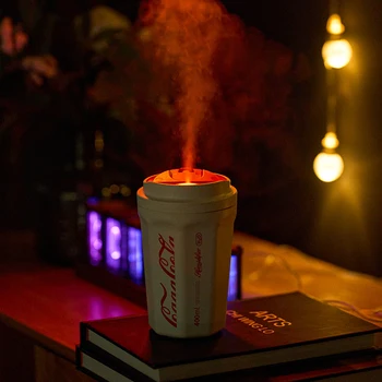 Увлажнитель воздуха Coke Cup Увлажнитель Перезаряжаемый 400 мл Беспроводной портативный Flame с аккумулятором Домашний автомобильный ароматический диффузор