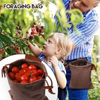 Холщовая сумка для кемпинга, сумка для сбора фруктов в Саду, холщовая сумка на шнурке, сумки для хранения ягод в Джунглях, сумки для фуражирования