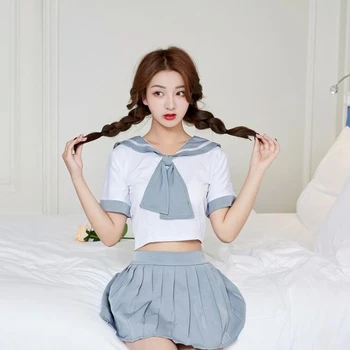 Школьная юбка для девочек из Японского корейского аниме, униформа Jk, Матросский костюм с высокой талией, платья, Женская модная одежда, Сексуальный костюм для косплея