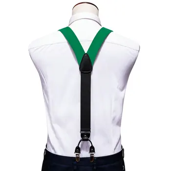 Элегантные свадебные подтяжки для мужчин, модный зеленый шелковый однотонный галстук-бабочка, носовой платок, запонки, набор вечерних дизайнерских запонок Barry.Wang 2096 5